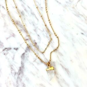 Clear Natural Quartz Gold-Plated Double Layered Necklace